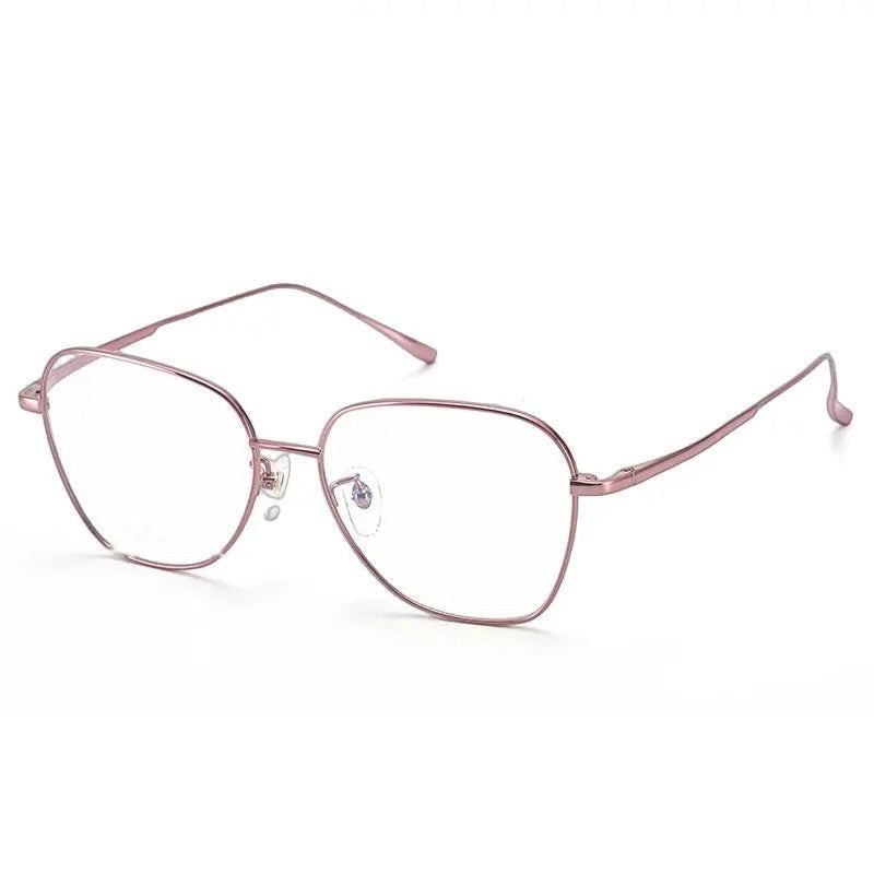Chashma Ottica Unisex Full Rim Flat Top Oval Titanium Eyeglasses 83794 - Pink Purple