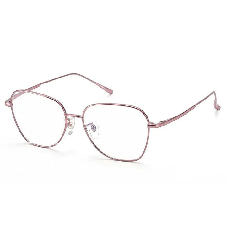 Chashma Ottica Unisex Full Rim Flat Top Oval Titanium Eyeglasses 83794 - Pink Purple