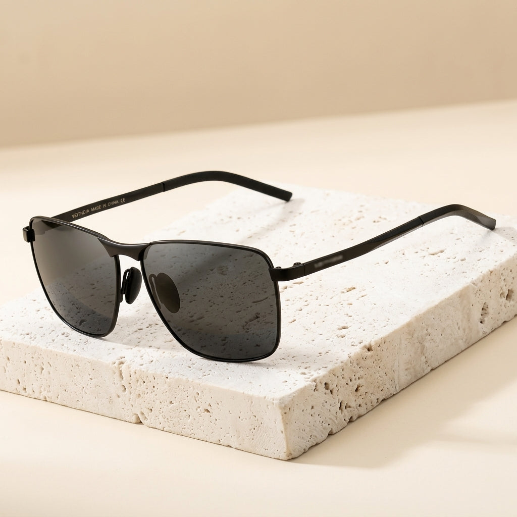 Chashma Ottica Men's Full Rim Square Stainless Steel Polarized Sunglasses 2462 - Studio Cover