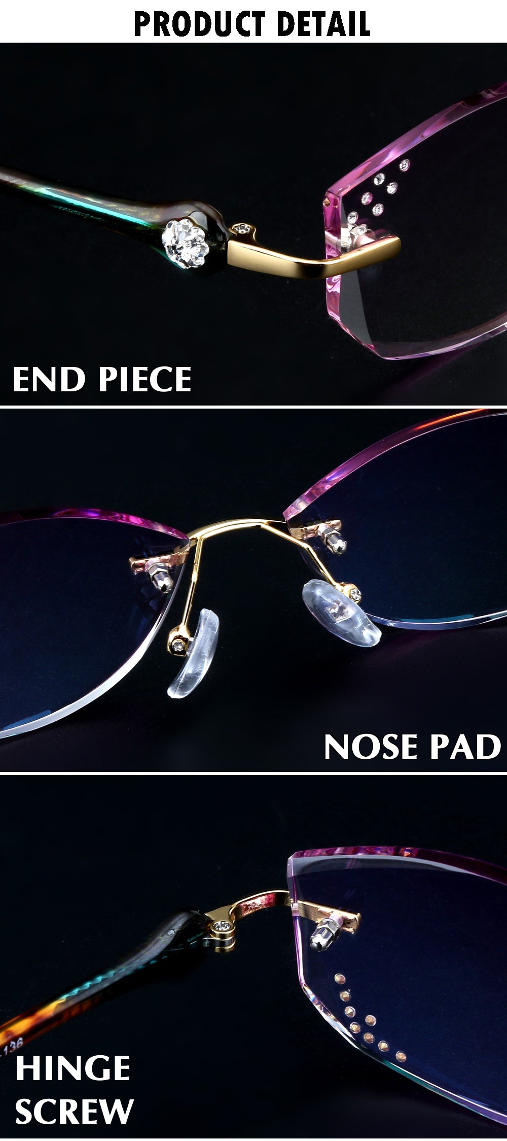 Chashma Women's Rimless Oval Rectangle Titanium Eyeglasses 77007.