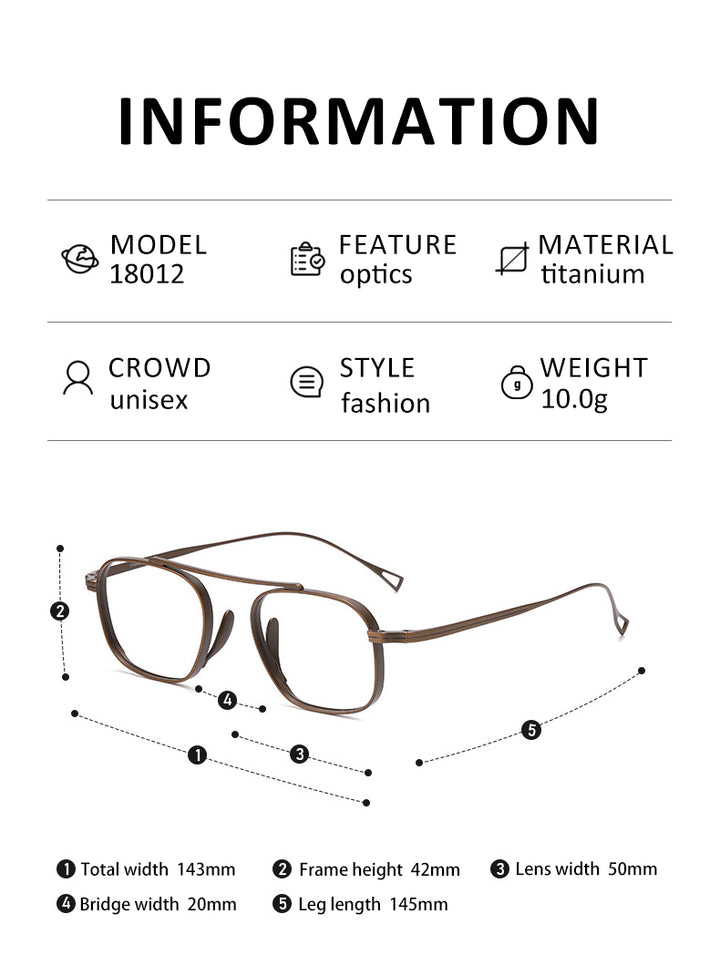 Vicky Unisex Full Rim Square Titanium Reading Glasses 49501.