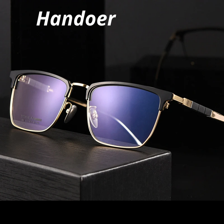 Handoer Women's Full Rim Square Titanium Eyeglasses 969018