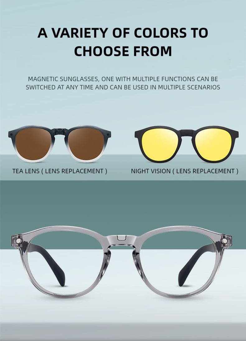 Kansept Unisex Full Rim Round Tr 90 Titanium Reading Glasses Clip On Sunglasses 33103 — view 2 | Kansept at FuzWeb