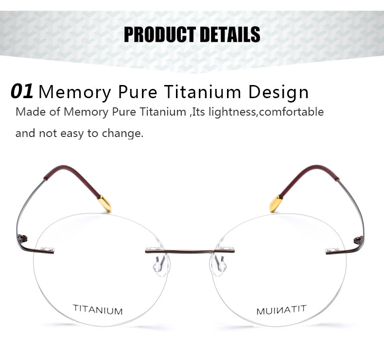 Krasivyy Unisex Rimless Round Titanium Eyeglasses Kr6012.