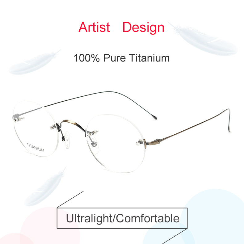 Krasivyy Unisex Rimless Round Titanium Eyeglasses Kr16035 — view 1 | Krasivyy at FuzWeb