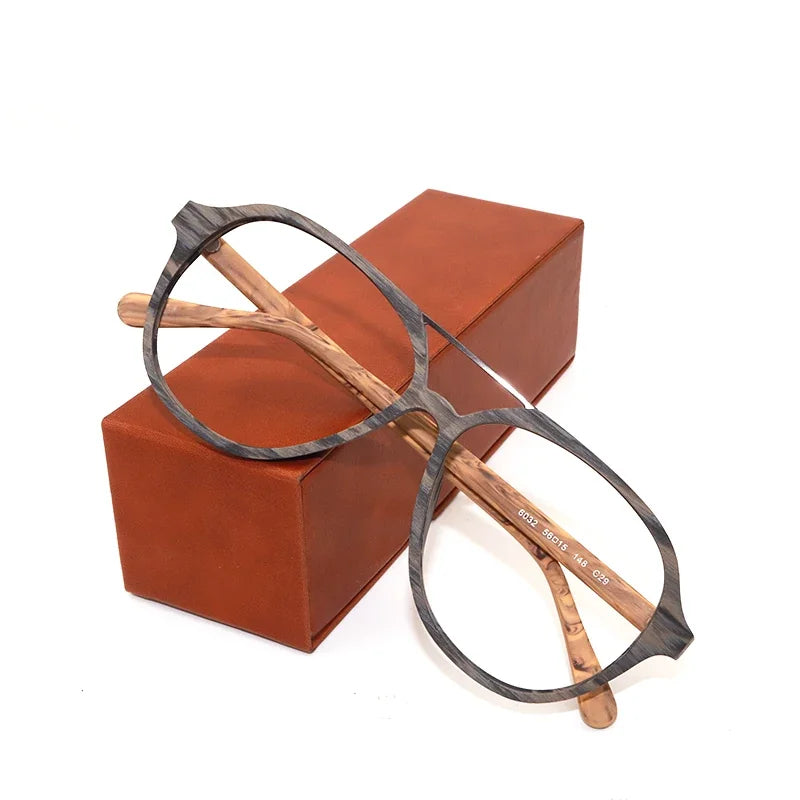 Hdcrafter Unisex Full Rim Oval Acetate Titanium Double Bridge Frames 603200 — view 1 | Hdcrafter Eyeglasses at FuzWeb