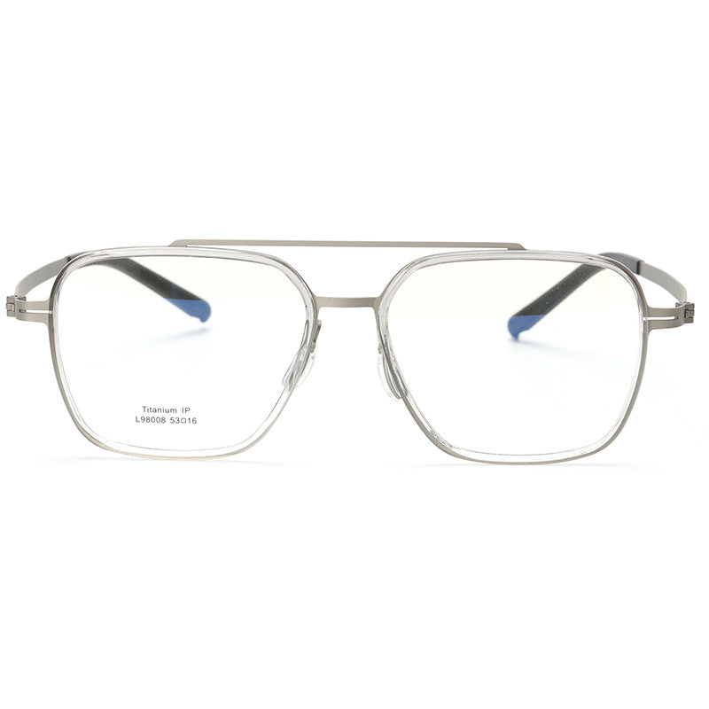Hdcrafter Unisex Full Rim Square Double Bridge Titanium Eyeglasses 42988.