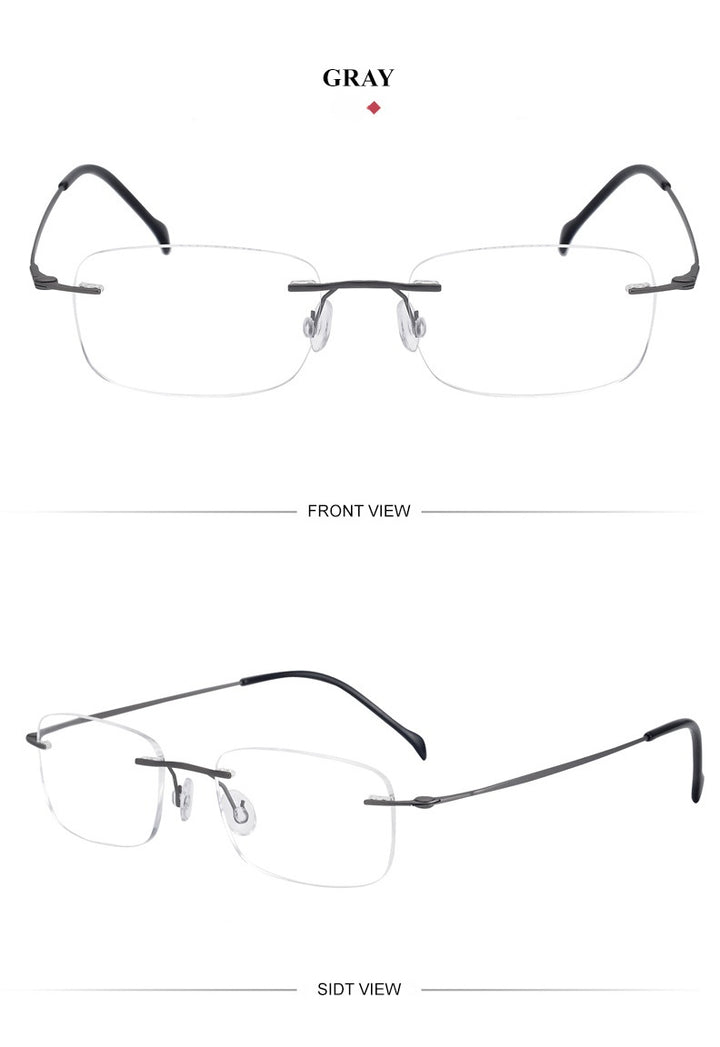 Chashma Unisex Rimless Square Titanium Eyeglasses 816006.