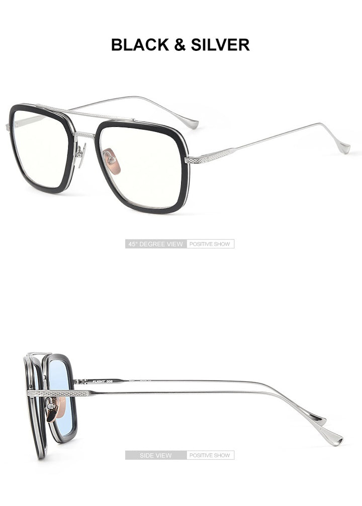 Chashma Unisex Full Rim Square Double Bridge Acetate Titanium Eyeglasses T927.
