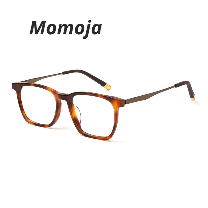 Momoja Unisex Full Rim Big Square Acetate Titanium Eyeglasses 72582
