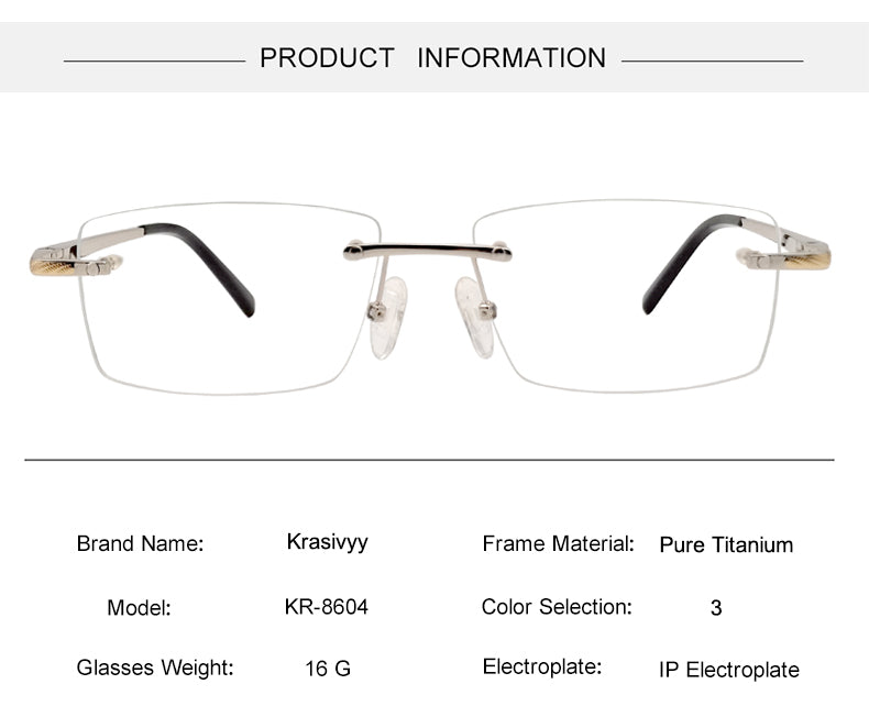 Krasivyy Unisex Rimless Square Titanium Eyeglasses Kr8604.