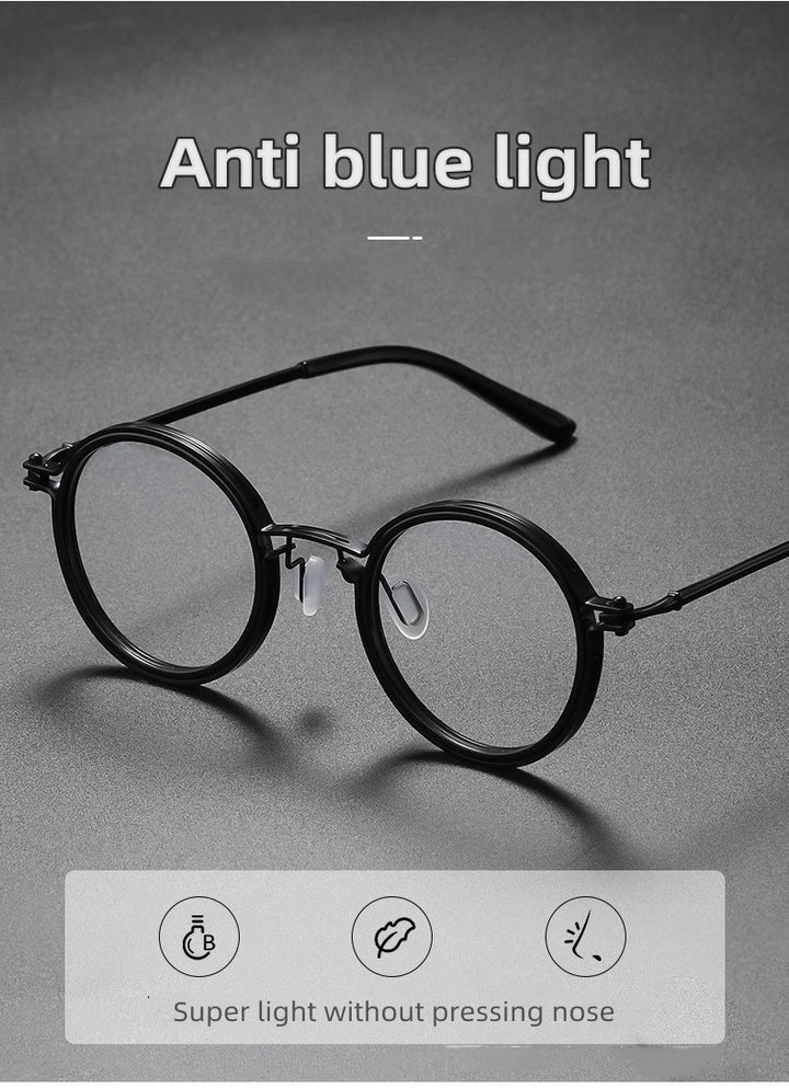 Kocolior Unisex Full Rim Round Acetate Alloy Hyperopic Reading Glasses 10749 — view 2 | Kocolior at FuzWeb