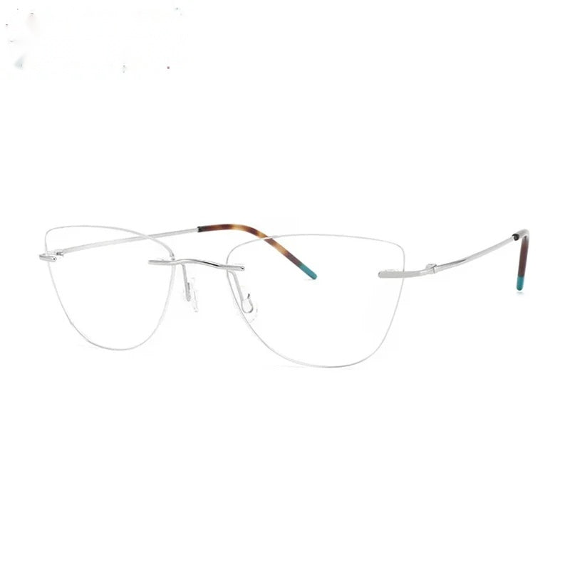 Chashma Womens Rimless Cat Eye Titanium Eyeglasses 889016 — view 1 | Chashma at FuzWeb