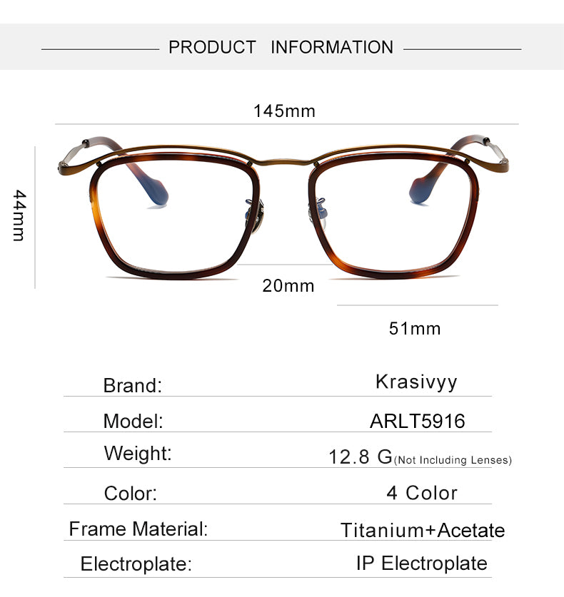 Krasivyy Mens Full Rim Square Acetate Titanium Eyeglasses 35916 — view 1 | Krasivyy at FuzWeb