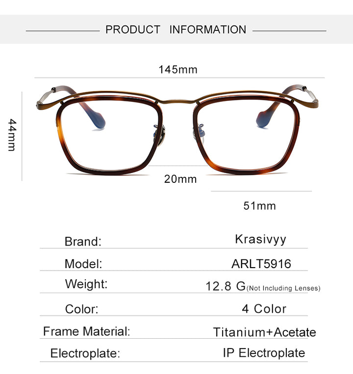 Krasivyy Mens Full Rim Square Acetate Titanium Eyeglasses 35916 — view 1 | Krasivyy at FuzWeb