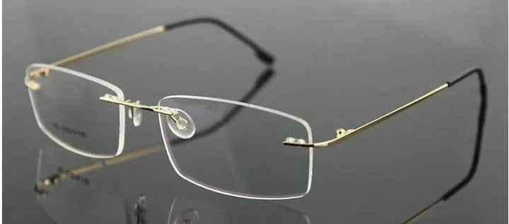 Chashma Ottica Unisex Rimless Rectangle Titanium Alloy Eyeglasses 763 — view 6 | Chashma Ottica at FuzWeb
