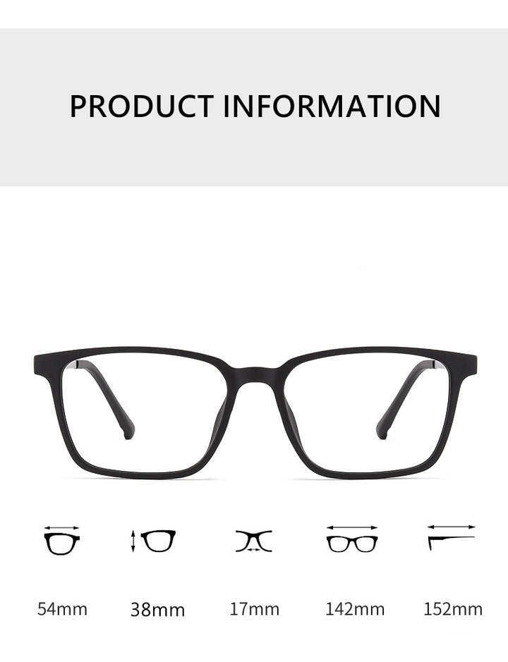 Kocolior Unisex Full Rim Square Tr 90 Titanium Hyperopic Reading Glasses 8922.