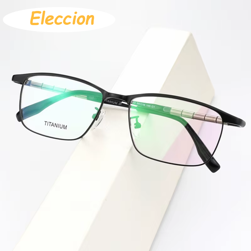 Eleccion Unisex Full Rim Square Titanium Eyeglasses 942313 Full Rim Eleccion