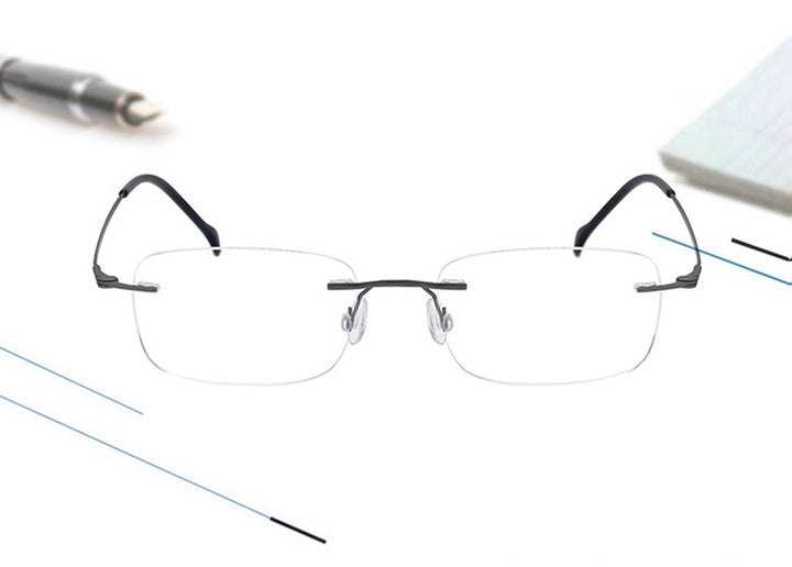 Chashma Unisex Rimless Square Titanium Eyeglasses 816006 — view 1 | Chashma at FuzWeb