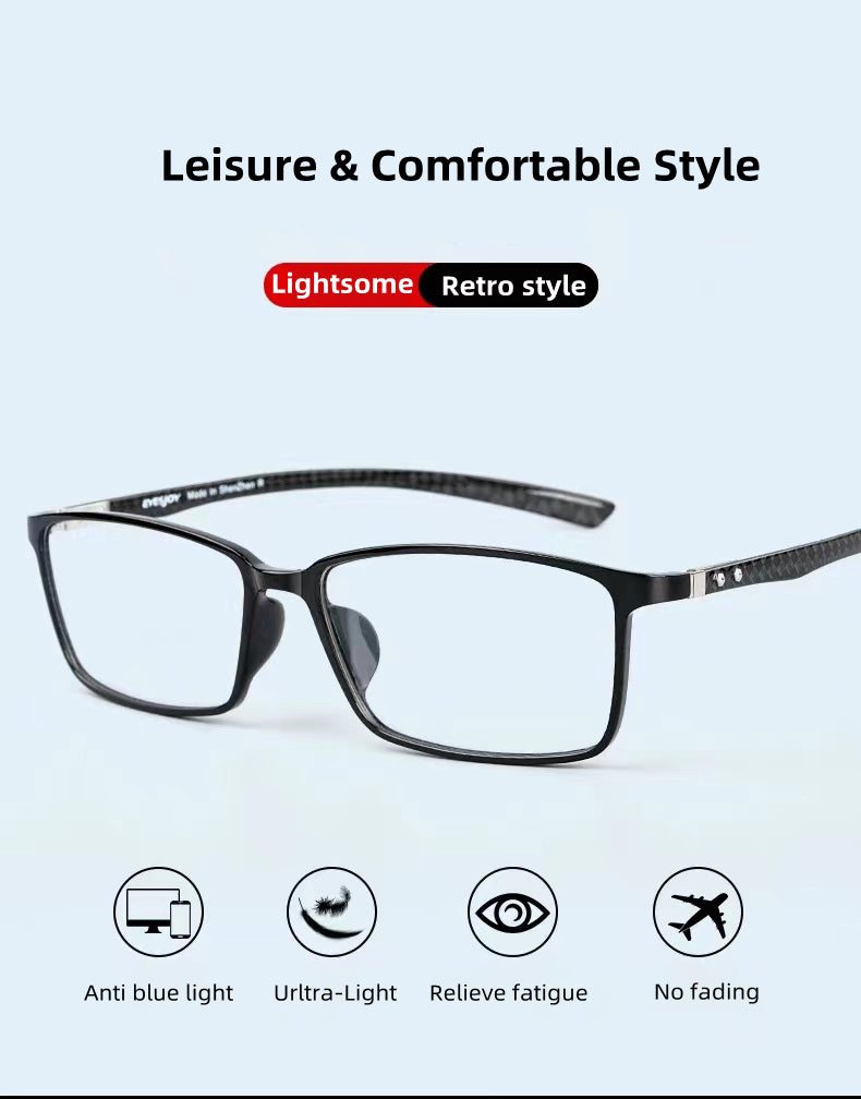 Kocolior Unisex Full Rim Square Carbon Fibre Tr 90 Hyperopic Reading Glasses 0017 — view 2 | Kocolior at FuzWeb