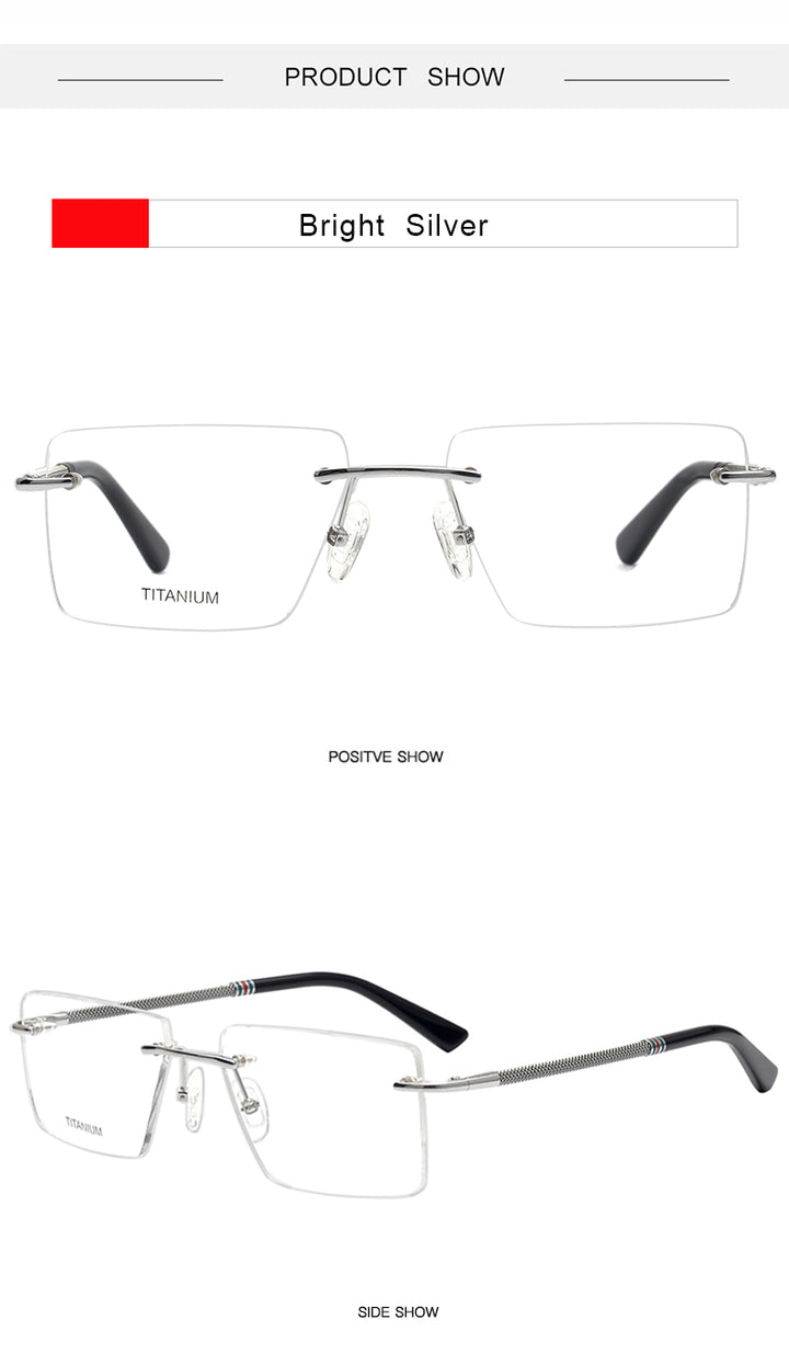 Krasivyy Unisex Rimless Square Titanium Eyeglasses 1657 — view 10 | Krasivyy at FuzWeb