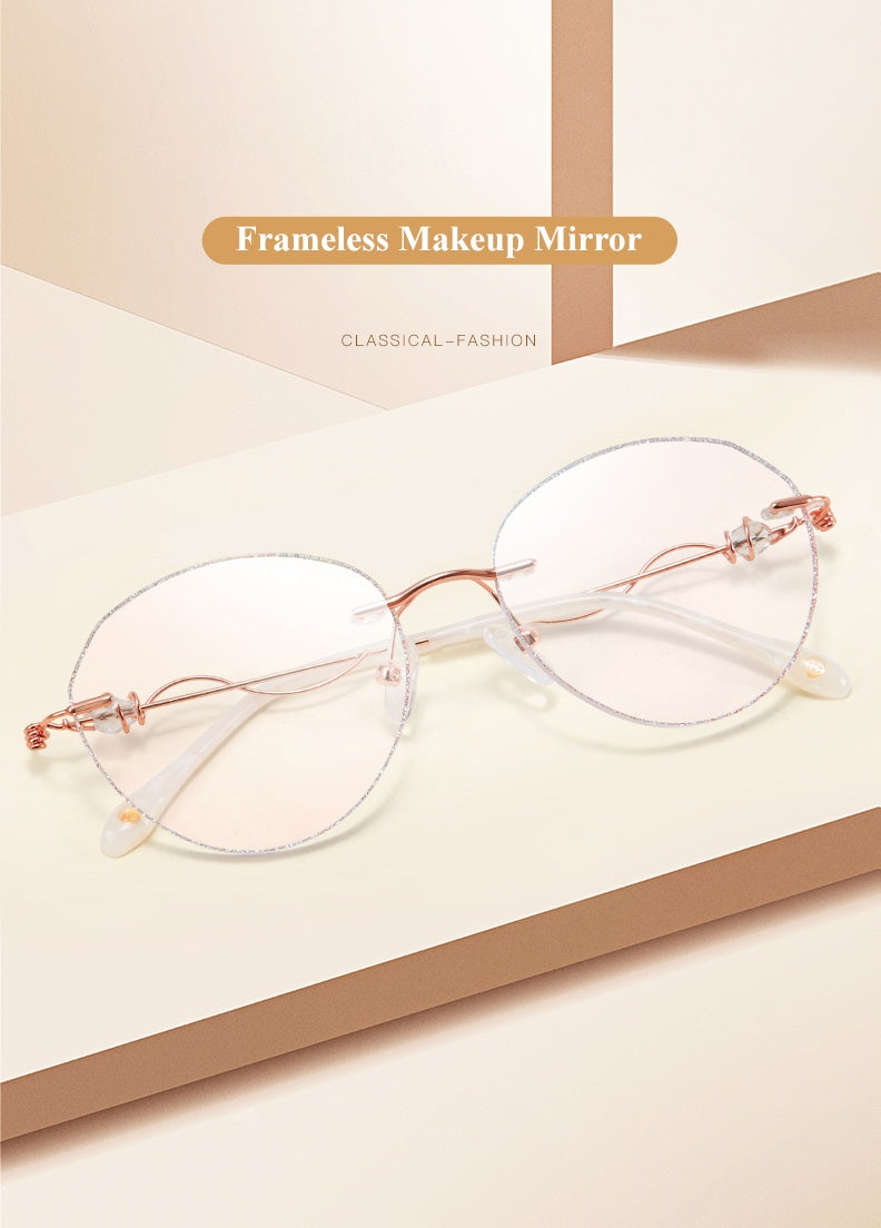 Chashma Womens Rimless Round Titanium Eyeglasses 88128 — view 1 | Chashma at FuzWeb
