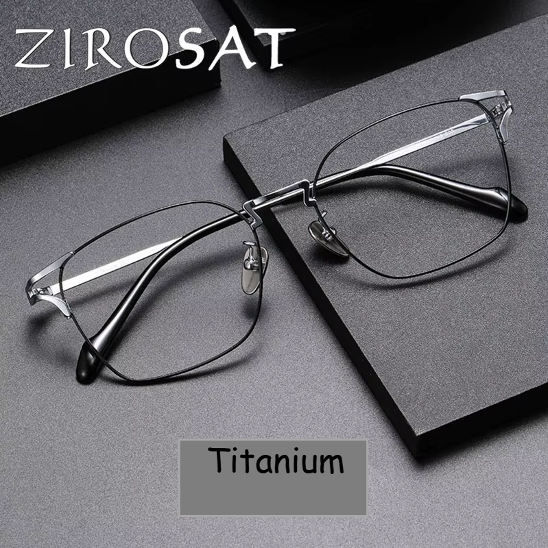 Zirosat Unisex Full Rim Square Titanium Eyeglasses 425702 Full Rim Zirosat