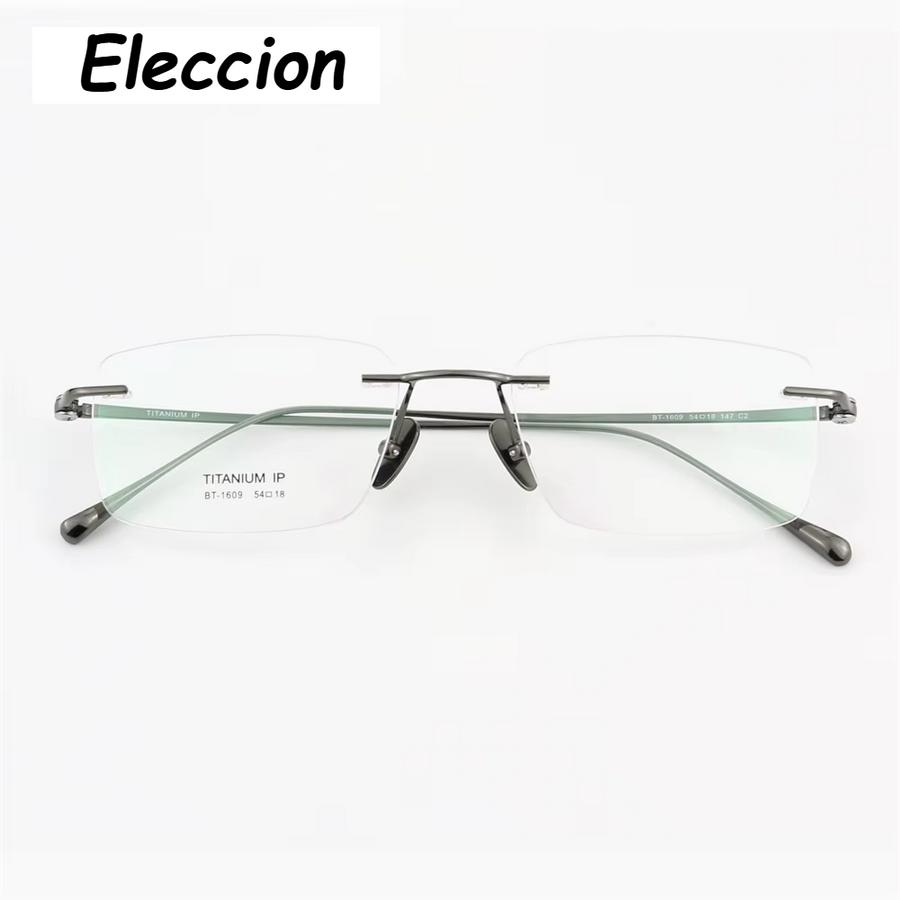 Eleccion Unisex Rimless Oval Square Titanium Eyeglasses 41609 Rimless Eleccion