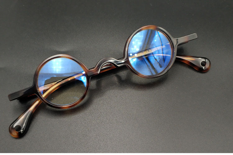 Yujo Unisex Full Rim Small Round 34mm Handcrafted Acetate Eyeglasses.