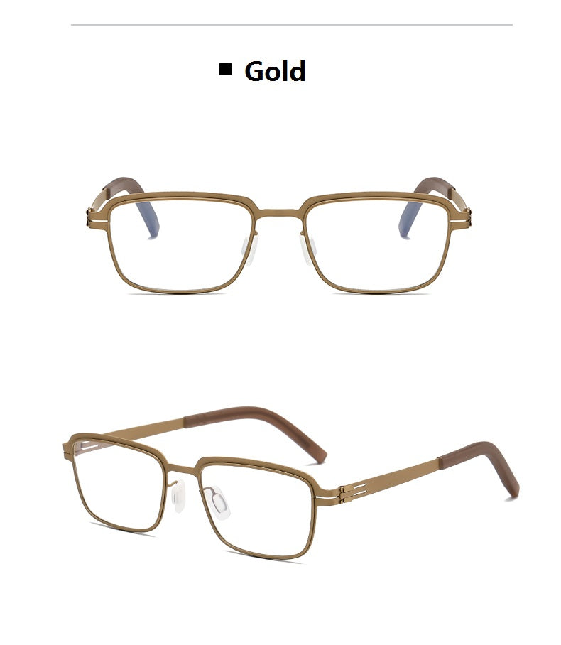 Bobbie Unisex Full Rim Square Screwless Steel Acetate Eyeglasses 165038.