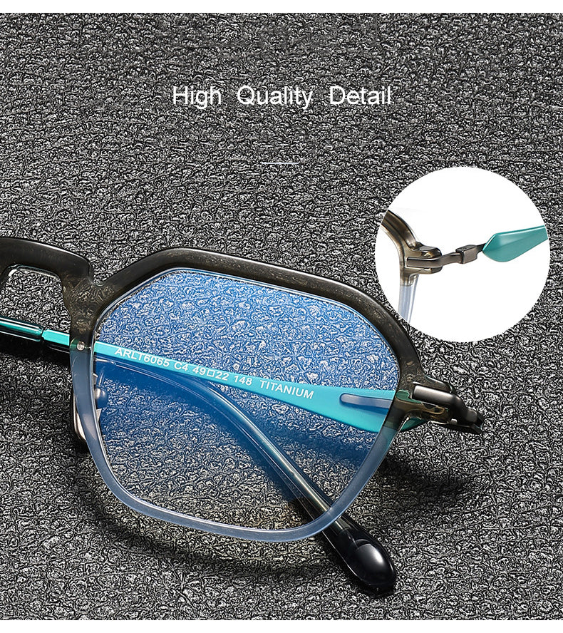 Krasivyy Unisex Full Rim Polygon Titanium Acetate Eyeglasses 46065 — view 1 | Krasivyy at FuzWeb