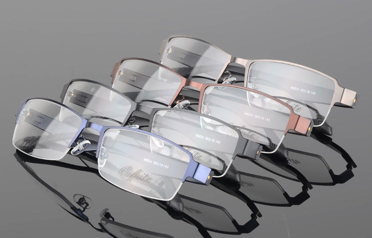 Bclear Mens Eyeglasses Semi Rim Wide Glasses Alloy Frame S99024 — view 2 | Bclear at FuzWeb