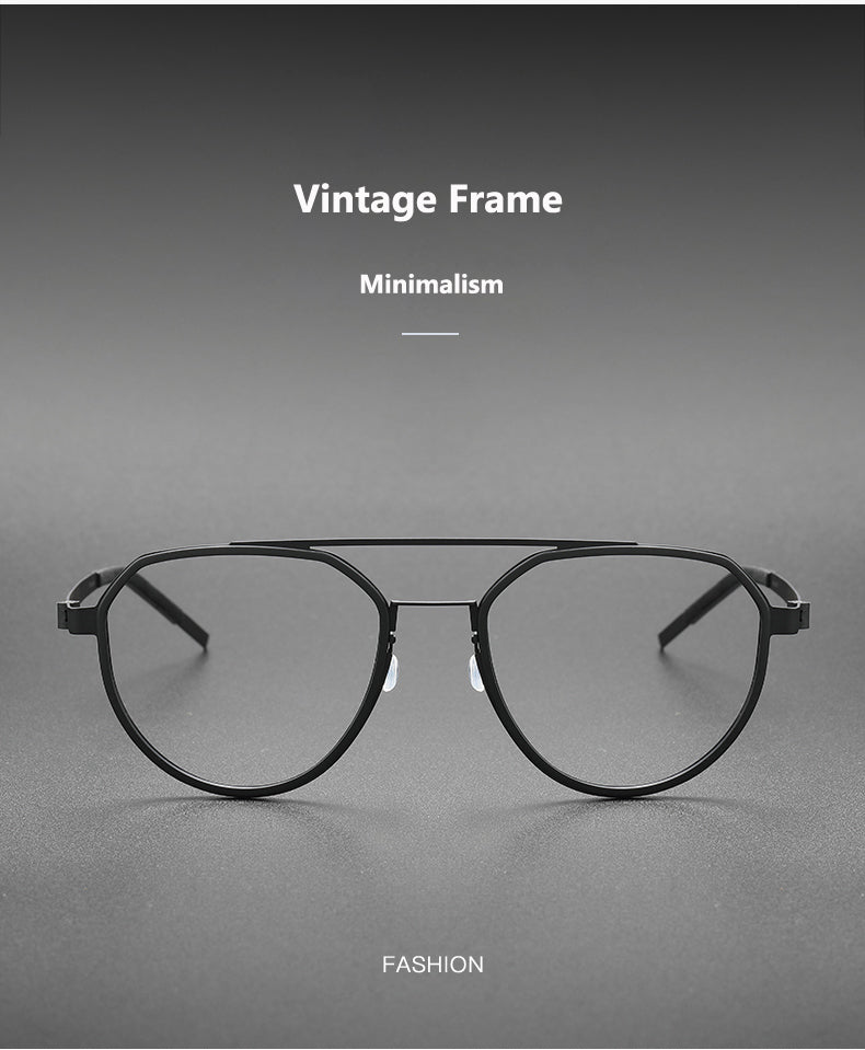 Oveliness Unisex Full Rim Round Double Bridge Acetate Titanium Eyeglasses 9745.