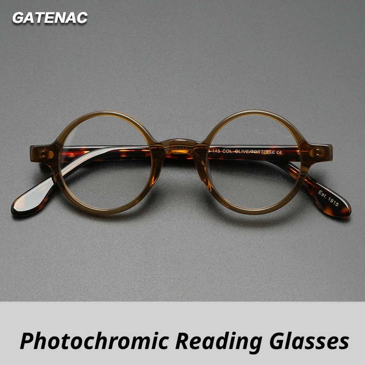 Gatenac Women's Full Rim Round Acetate Photochromic Reading Glasses G56002