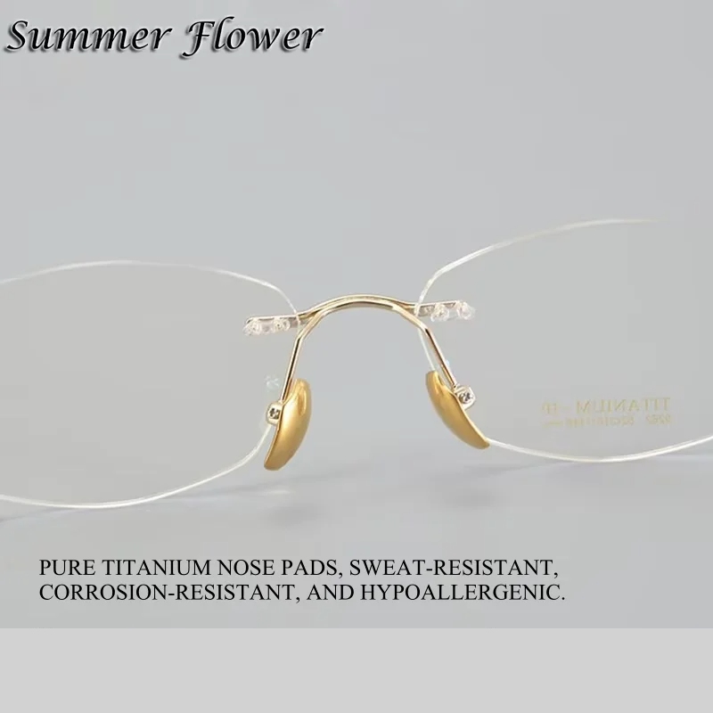 Summer Flower Women's Rimless Oval Square Titanium Eyeglasses 69263