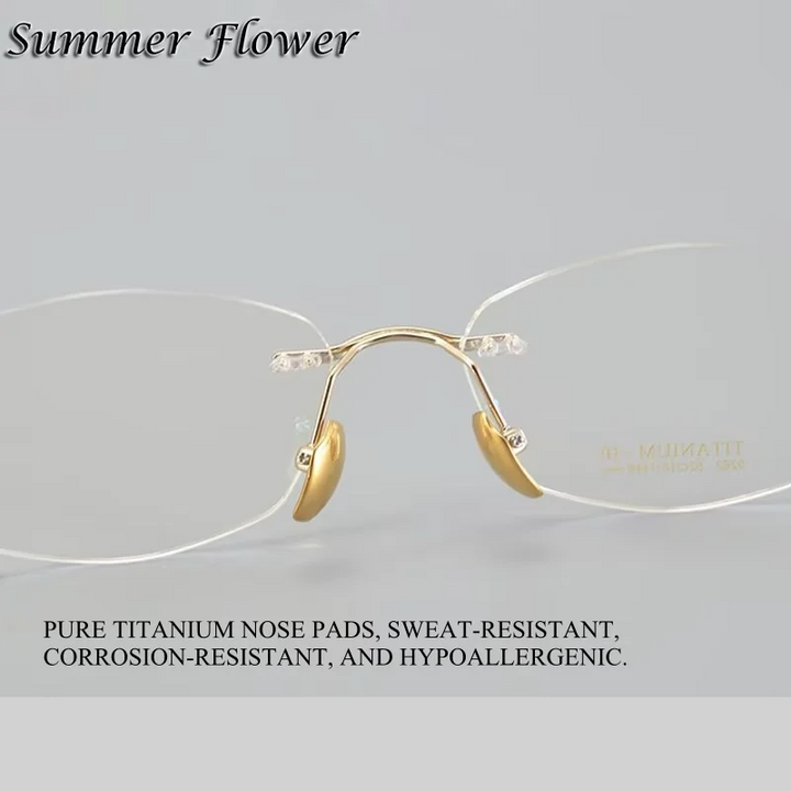 Summer Flower Women's Rimless Oval Square Titanium Eyeglasses 69263