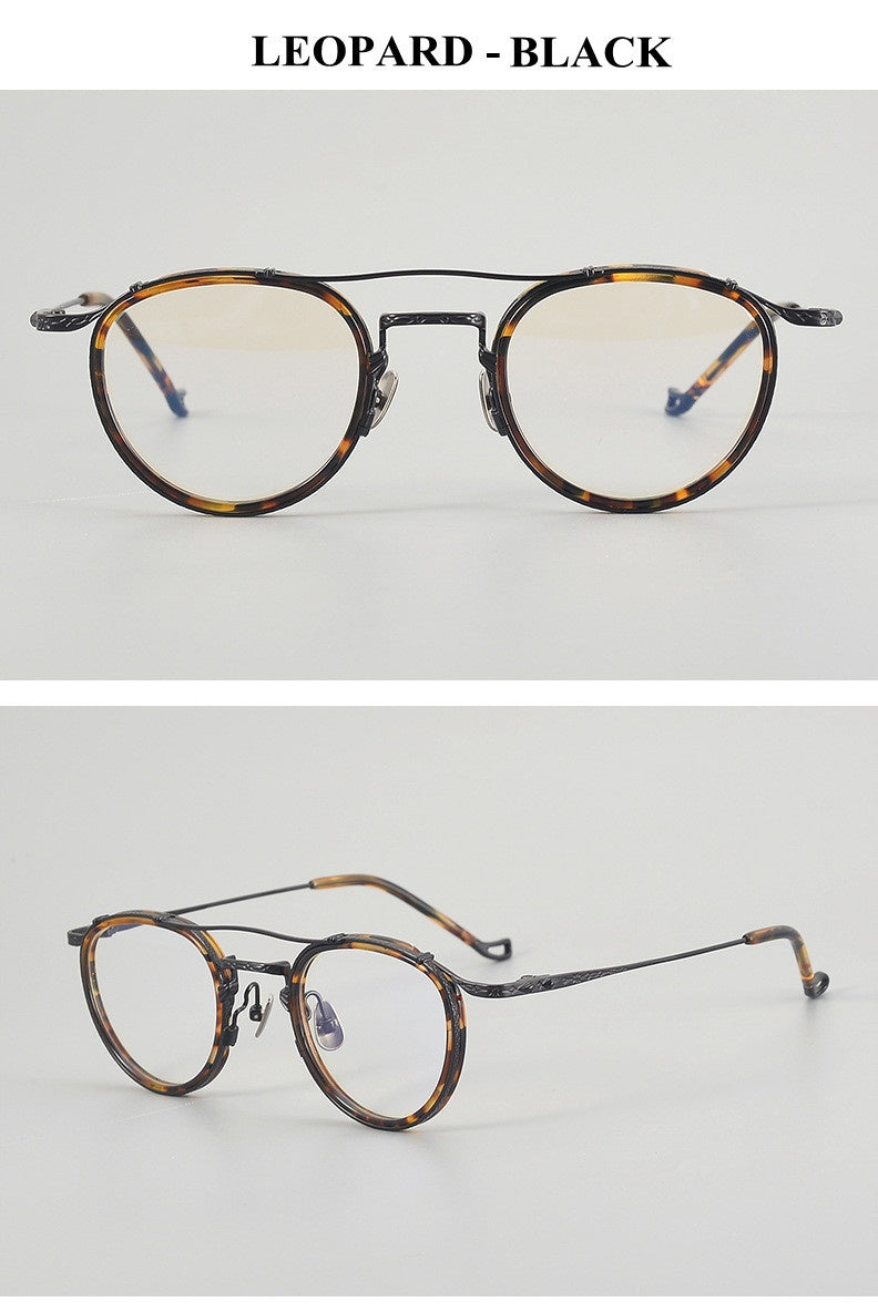 Chashma Unisex Full Rim Oval Double Bridge Acetate Titanium Eyeglasses 881715.