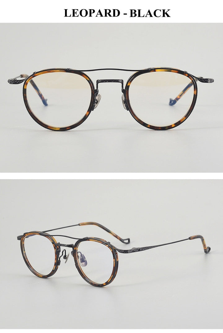 Chashma Unisex Full Rim Oval Double Bridge Acetate Titanium Eyeglasses 881715.