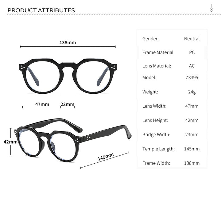 Kocolior Unisex Full Rim Round Acetate Reading Glasses 3395.