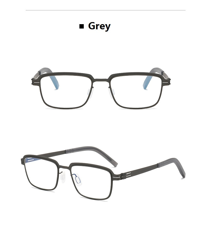 Bobbie Unisex Full Rim Square Screwless Steel Acetate Eyeglasses 165038.