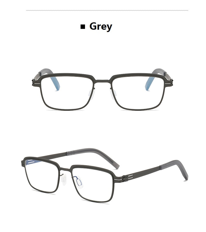 Bobbie Unisex Full Rim Square Screwless Steel Acetate Eyeglasses 165038.