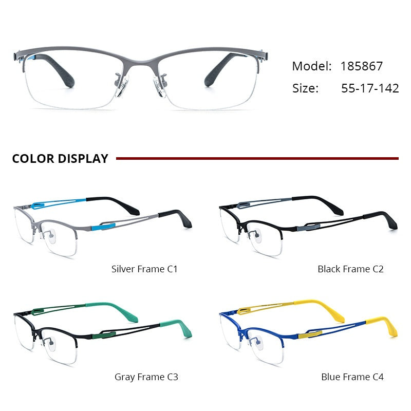 Chashma Womens Semi Rim Square Brow Line Titanium Eyeglasses 185867 — view 1 | Chashma at FuzWeb