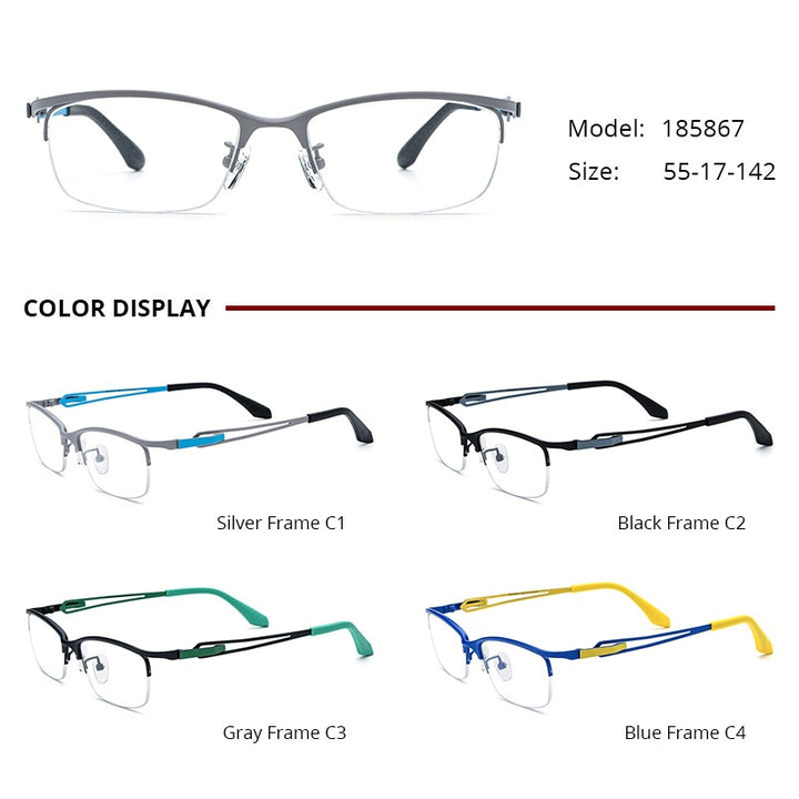 Chashma Womens Semi Rim Square Brow Line Titanium Eyeglasses 185867 — view 1 | Chashma at FuzWeb