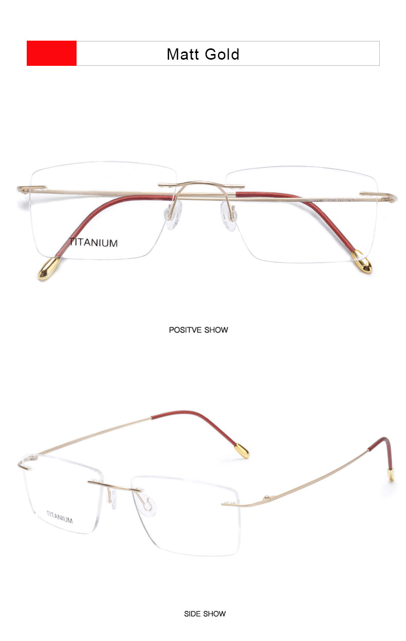 Krasivyy Unisex Rimless Square Titanium Eyeglasses 71611.