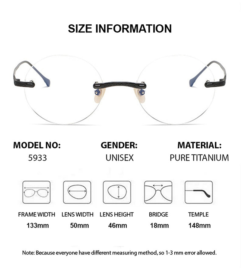 Chashma Womens Rimless Round Titanium Eyeglasses 885933 — view 2 | Chashma at FuzWeb