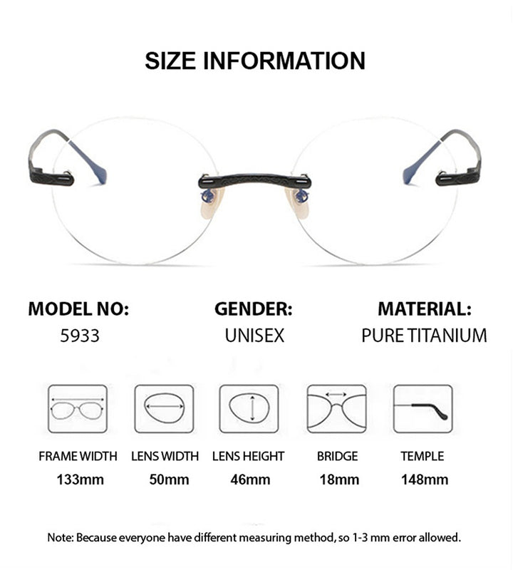 Chashma Womens Rimless Round Titanium Eyeglasses 885933 — view 2 | Chashma at FuzWeb