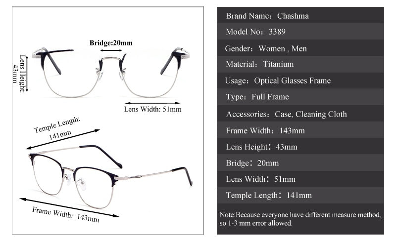 Chashma Ottica Unisex Full Rim Square Round Alloy Eyeglasses 3389.