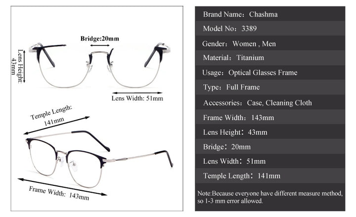 Chashma Ottica Unisex Full Rim Square Round Alloy Eyeglasses 3389.