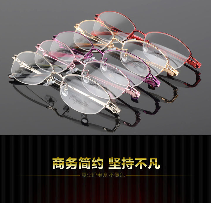 Bclear Womens Semi Rim Oval Alloy Eyeglasses 66001 — view 2 | Bclear at FuzWeb