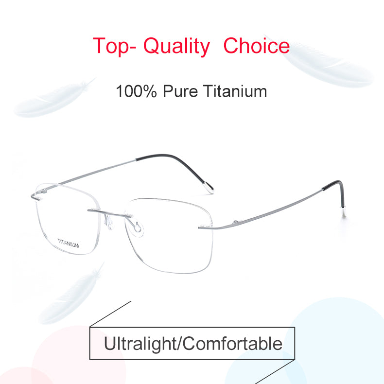 Krasivyy Mens Rimless Square Titanium Eyeglasses Kr16010 — view 1 | Krasivyy at FuzWeb